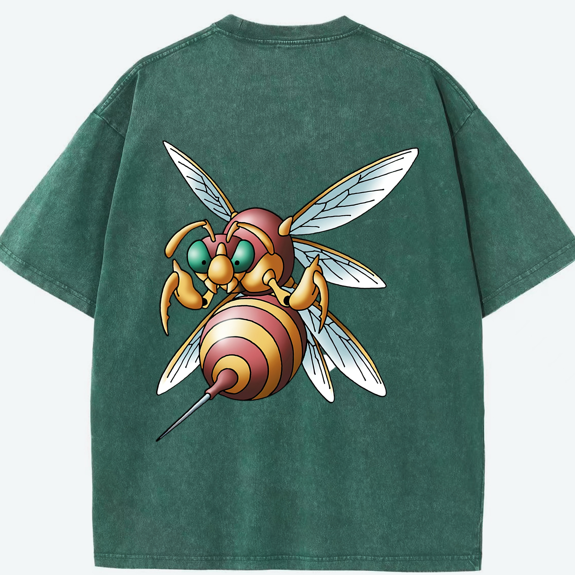 （画像用） ドラゴンクエスト Doragon Kuesuto Dragon Quest 綿100% ヴィンテージ風 半袖Tシャツ（背面プリント）